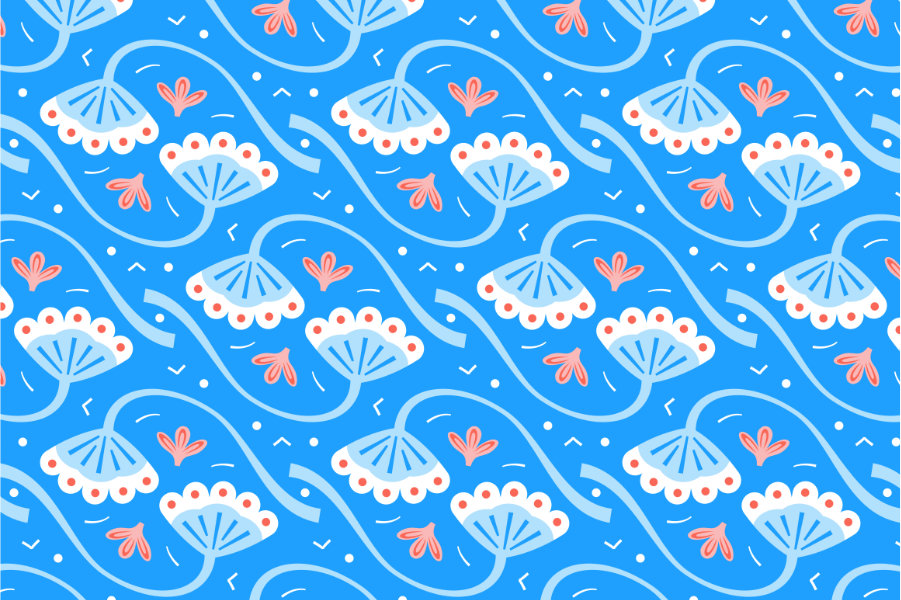 Hazel pattern secondary blue