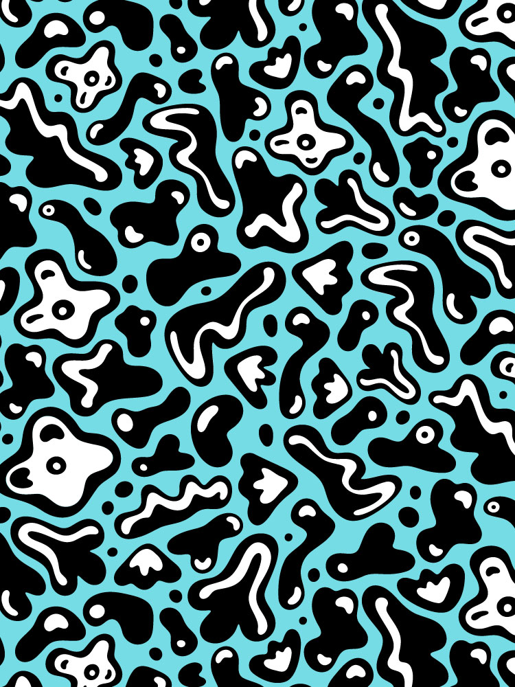 Leander black and white blue pattern