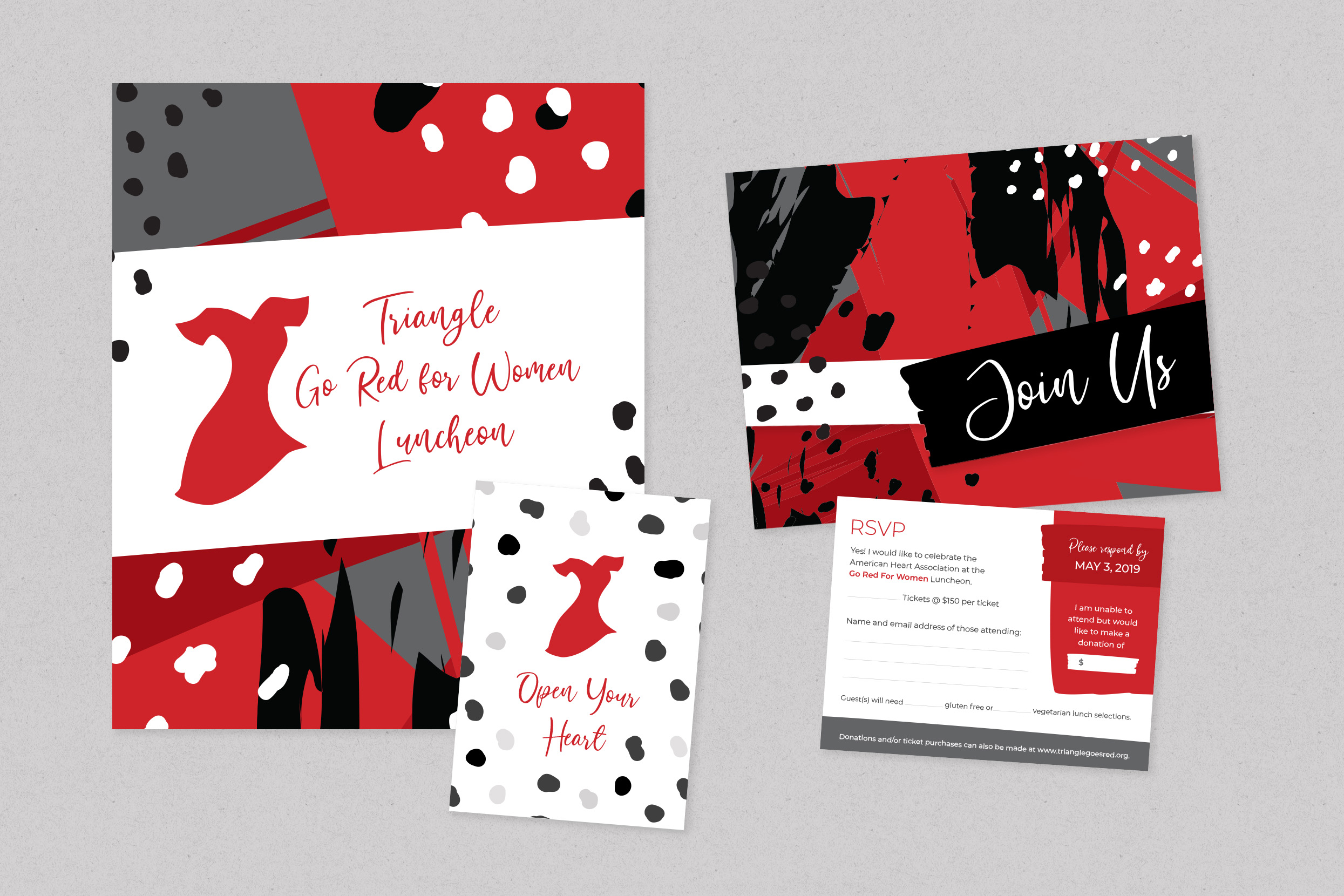 2019 Triangle Go Red for Women invitation suite