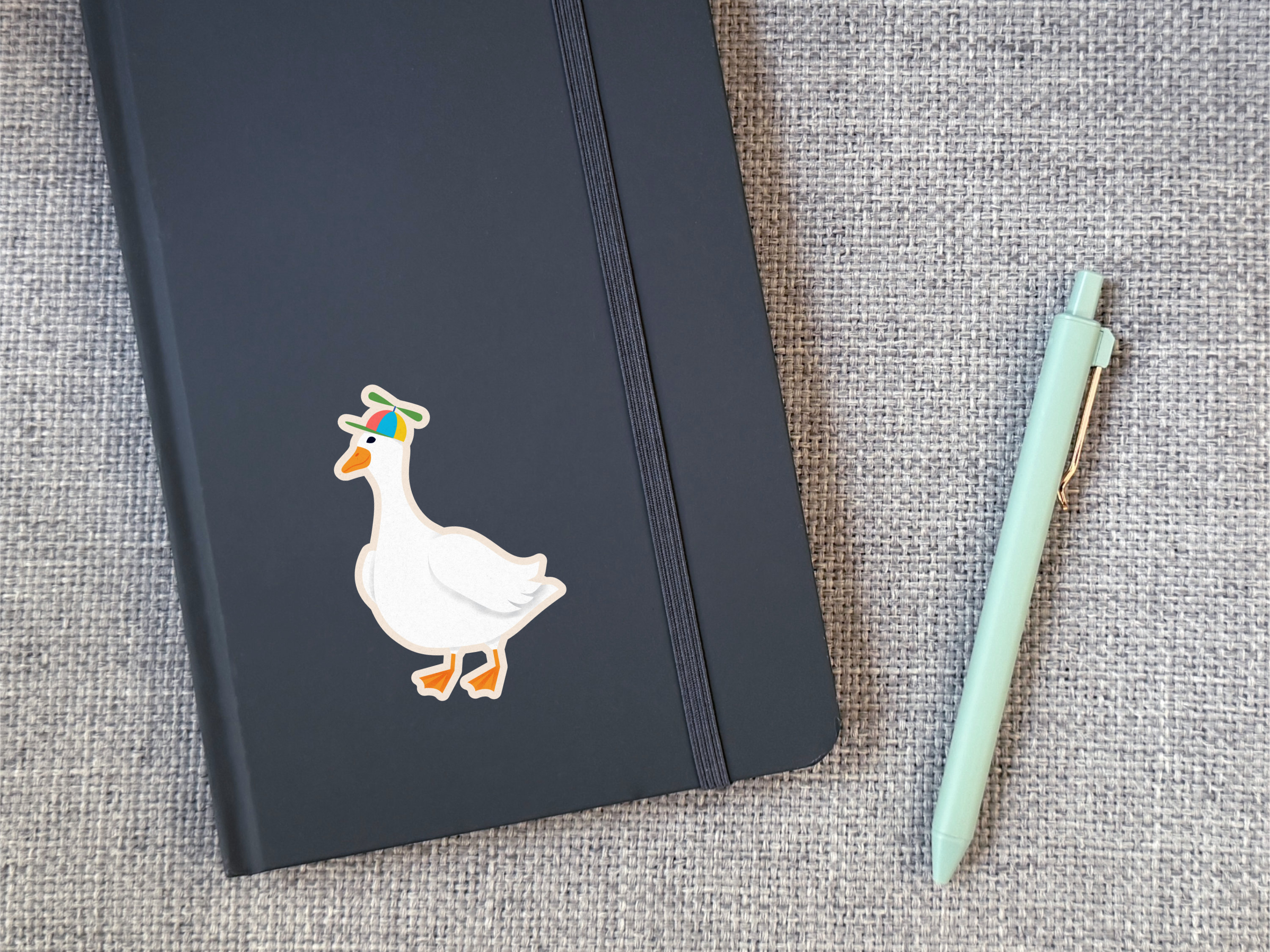 Silly goose sticker on book